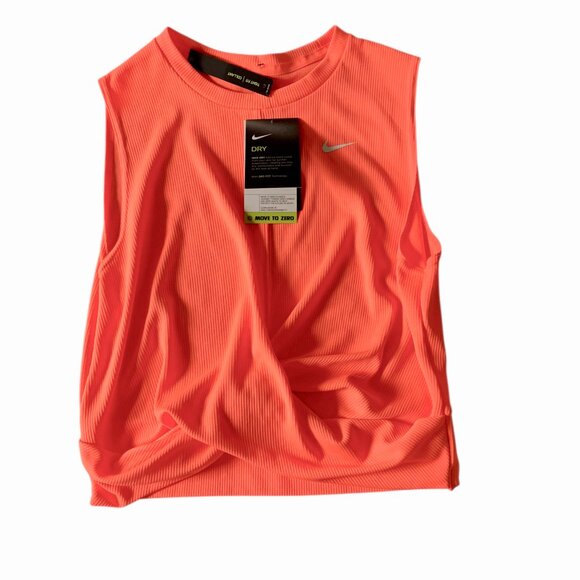 Nike Women’s Dri Fit Training Twist Crop Top Tank Athletic Ribbed Shirt- L- NWT - Picture 3 of 11